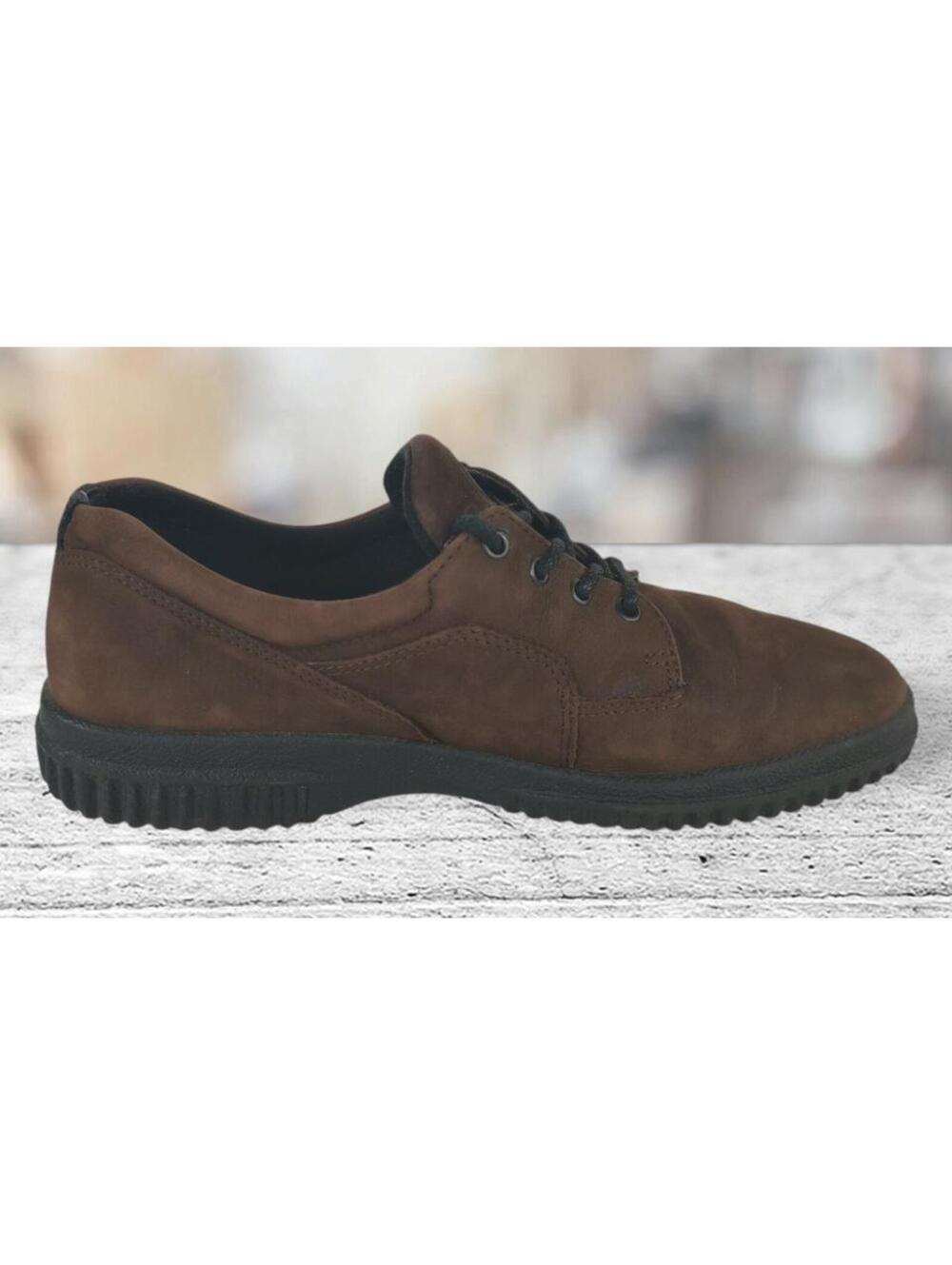 Ecco Womens Athletic Shoes Brown Nubuck Leather Lace Up Suede Sneakers 7-7.5M 38 - Picture 3 of 7